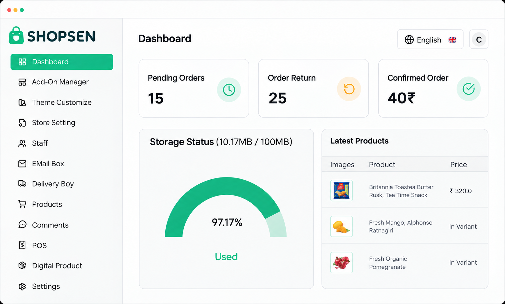 ShopSen multi-store dashboard